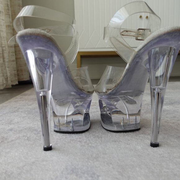 Clear 7-Inch Half-Moon Platform Heels - Picture 10 of 11